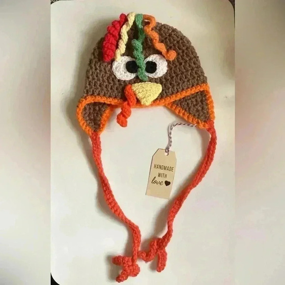 New Handmade crochet / knit baby Turkey hat Beanie - Picture 3 of 9